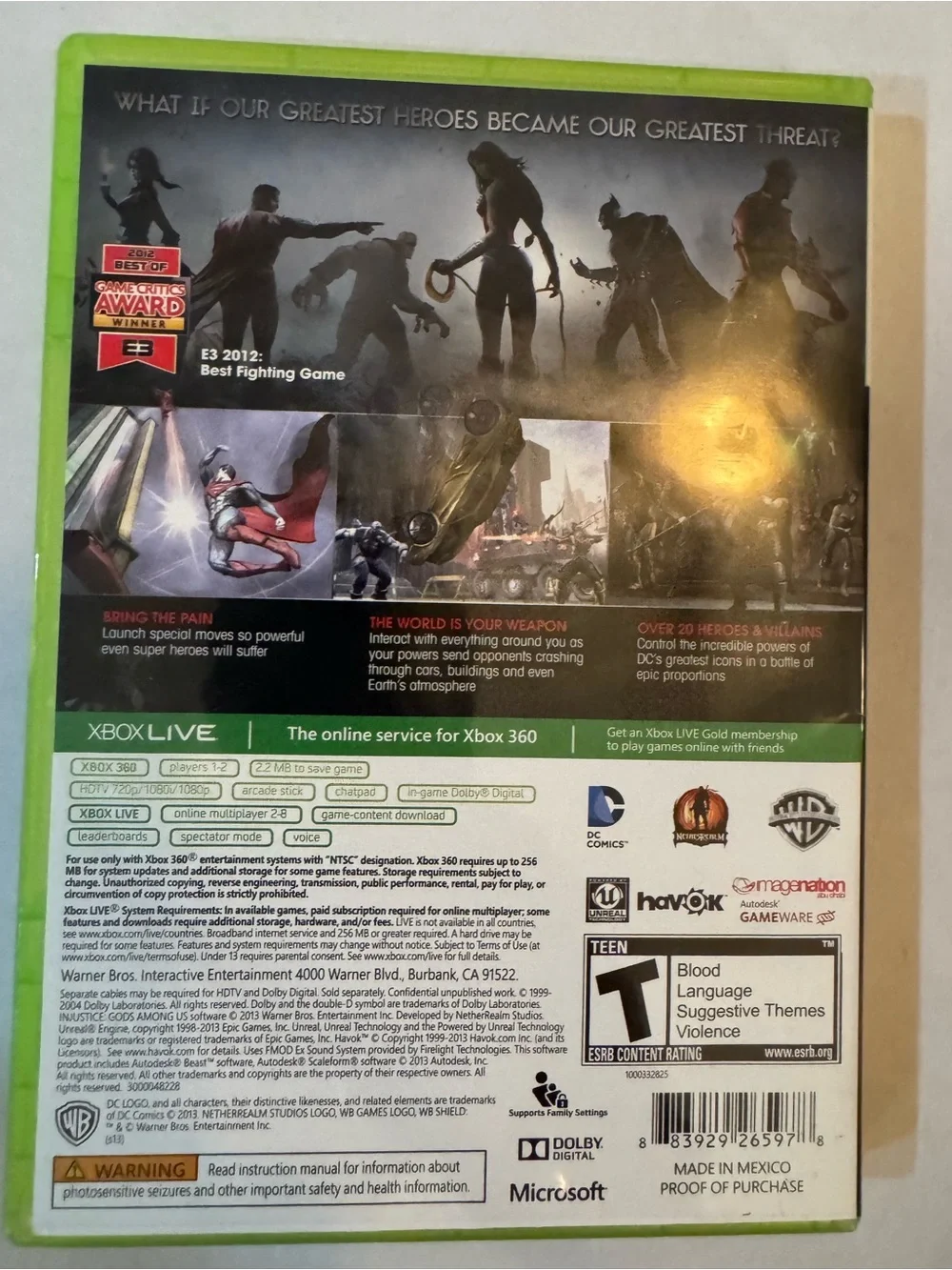 Injustice: Gods Among Us Microsoft Xbox 360 - CIB - Tested